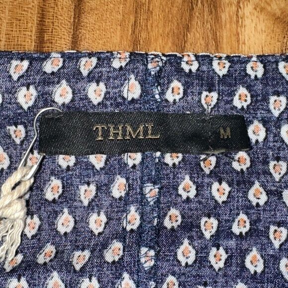 Thml Women’s Blue Print W/Embroidered Trim Boho Blouse 100% Rayon Size Med NEW - Picture 5 of 7